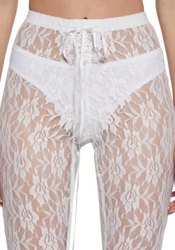 Sugar Thrillz Bottoms|Plus*Daring Love Lace Capri Pants - Off White