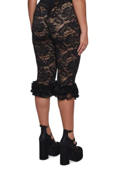 Sugar Thrillz Bottoms|Plus*Daring Love Lace Capri Pants - Black