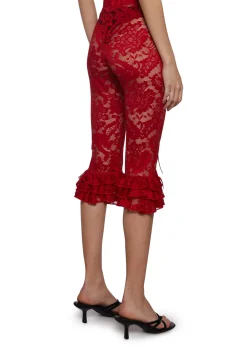 Sugar Thrillz Bottoms|Plus*Daring Love Lace Capri Pants - Red
