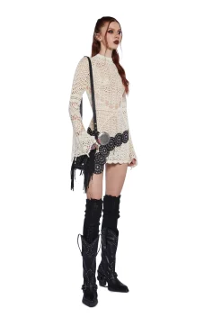 Widow Dresses|Mini Dresses*Dark Destiny Crochet Mini Dress - White
