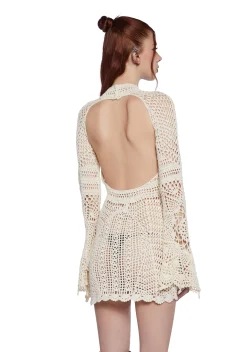 Widow Dresses|Mini Dresses*Dark Destiny Crochet Mini Dress - White