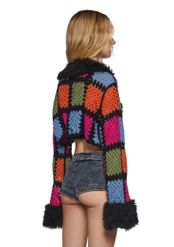 Club Exx Outerwear*Day Rave Crochet Cropped Jacket