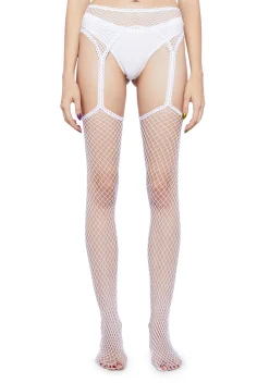 x_Leg Avenue Socks & Tights*Dazzling Desires Garter Belt And Stockings-White