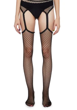 x_Leg Avenue Socks & Tights*Dazzling Desires Garter Belt And Stockings-Black