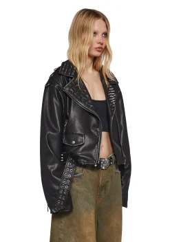Widow Outerwear|Plus*Decibel Love Studded Moto Jacket