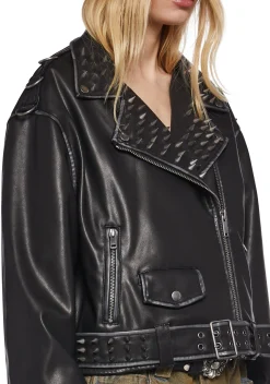 Widow Outerwear|Plus*Decibel Love Studded Moto Jacket