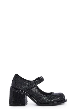 Sugar Thrillz Platforms|Mary Janes*Desire Me Rhinestone Mary Janes - Black