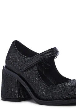 Sugar Thrillz Platforms|Mary Janes*Desire Me Rhinestone Mary Janes - Black