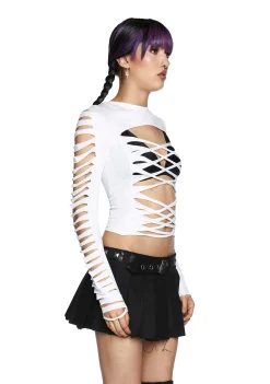 Current Mood Tops*Deviant Curfew Cut-Out Top - White