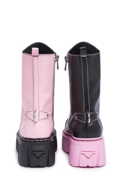 Current Mood Boots*Devil Games Mismatched Combat Boots - Black/Pink