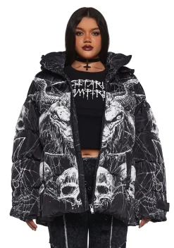 Widow Outerwear|Plus*Devilish Descent Puffer Jacket
