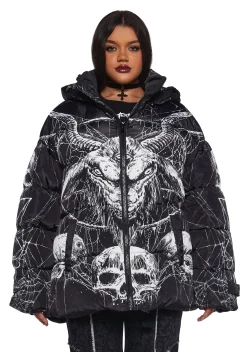 Widow Outerwear|Plus*Devilish Descent Puffer Jacket