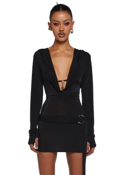 DARKER WAVS Dresses*Diatonic Cut Out Hooded Dress