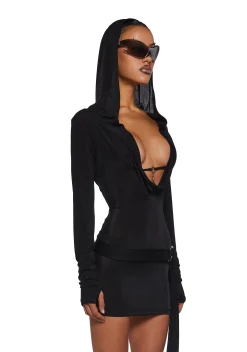 DARKER WAVS Dresses*Diatonic Cut Out Hooded Dress