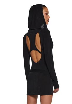 DARKER WAVS Dresses*Diatonic Cut Out Hooded Dress
