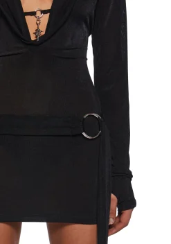 DARKER WAVS Dresses*Diatonic Cut Out Hooded Dress