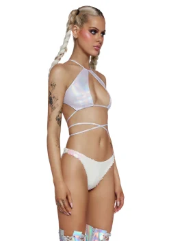 Club Exx Tops*Disco Inferno Bra Top - Silver