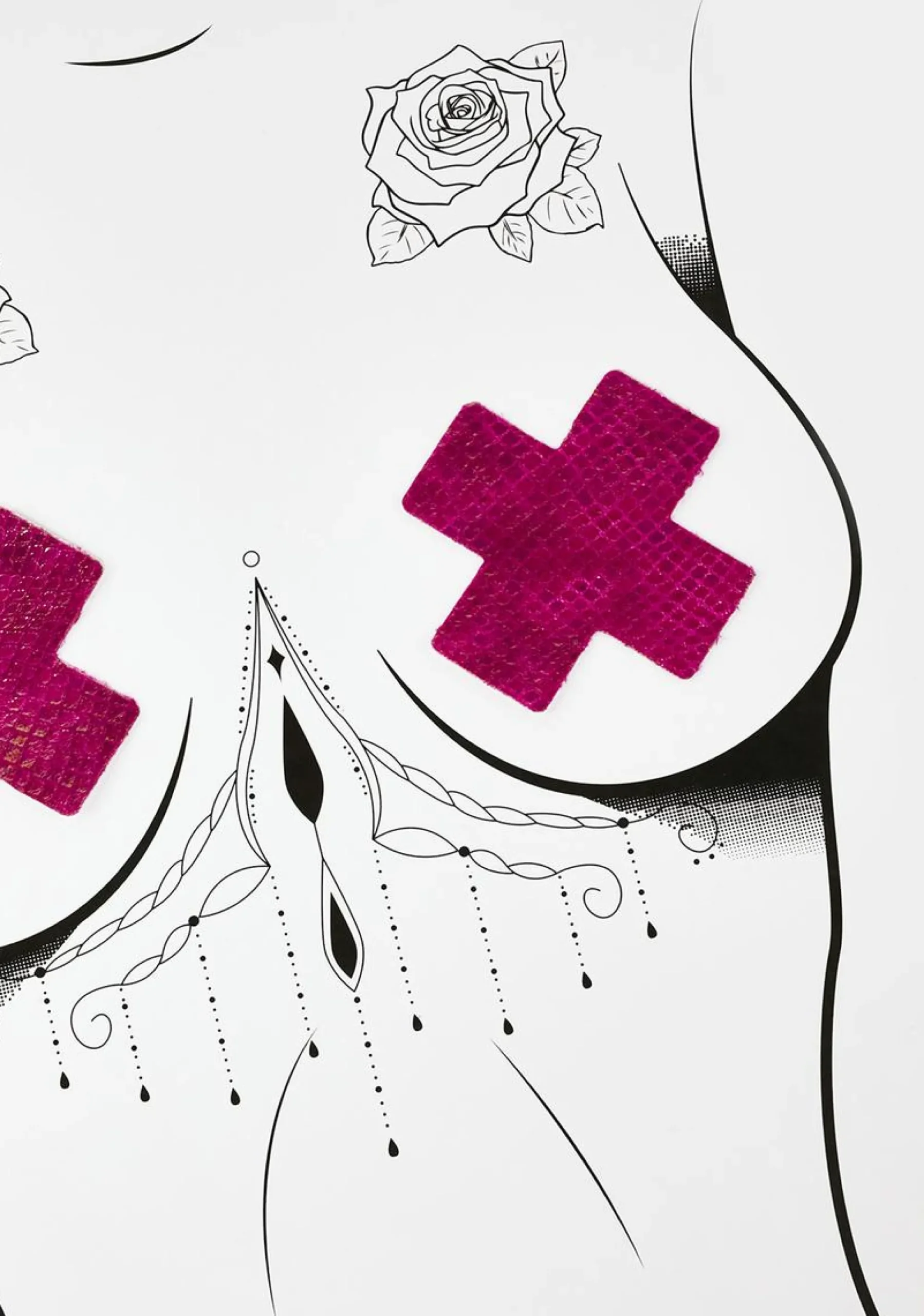 Neva Nude Beauty*DK X Hot Pink Holo Cross Pasties