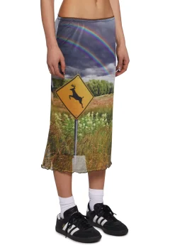 Current Mood Bottoms|Skirts*Double Rainbow Mind Mesh Skirt