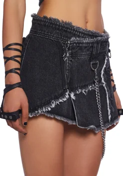 DARKER WAVS Bottoms|Skirts*Downbeat Distressed Denim Wrap Skirt