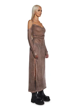 DARKER WAVS Dresses*Downbeat Hooded Maxi Dress - Brown
