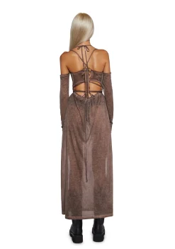 DARKER WAVS Dresses*Downbeat Hooded Maxi Dress - Brown