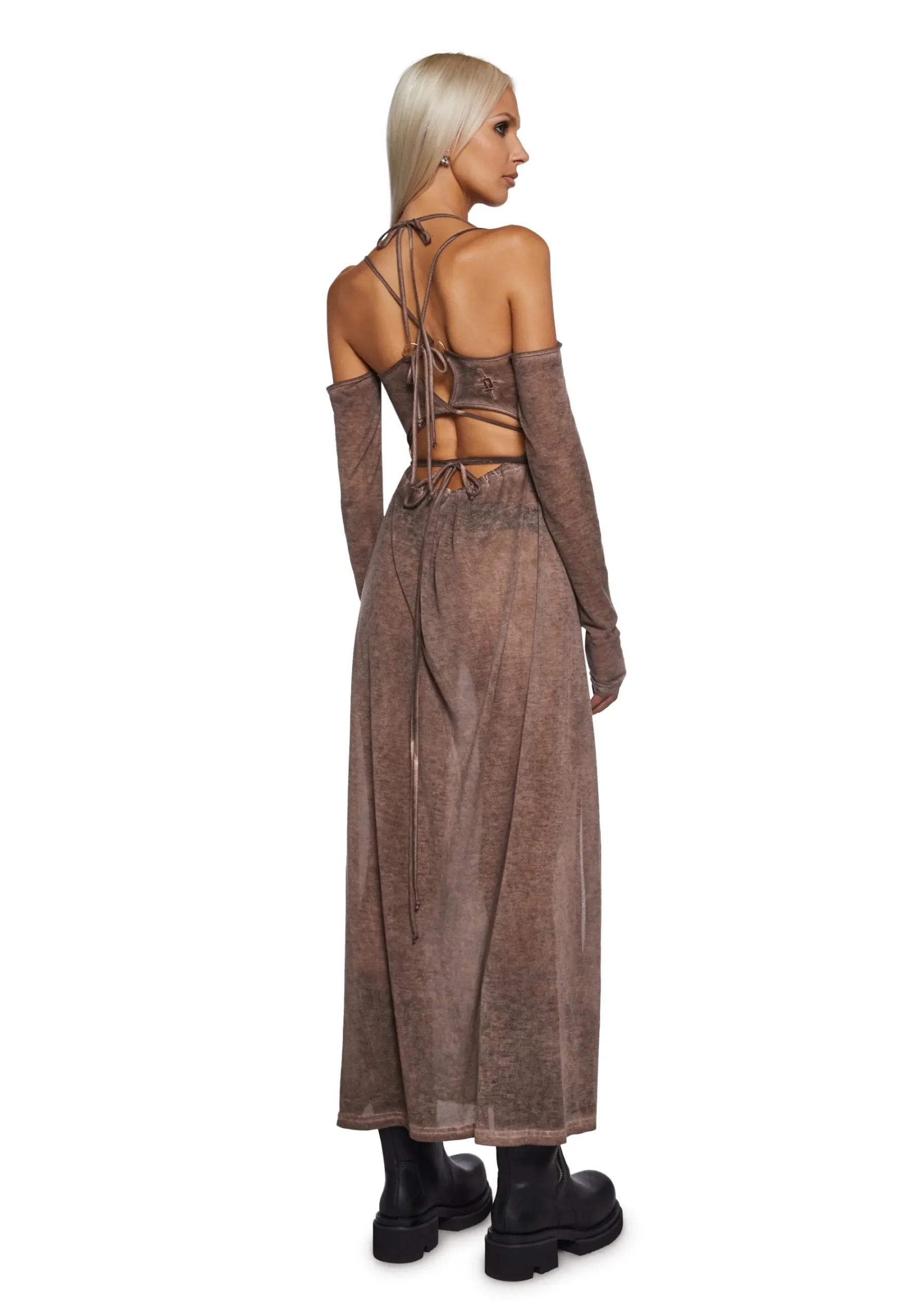 DARKER WAVS Dresses*Downbeat Hooded Maxi Dress - Brown