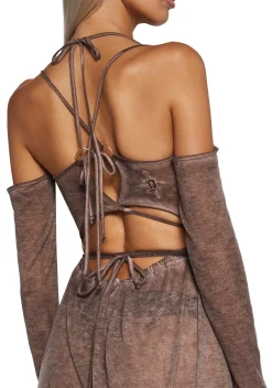 DARKER WAVS Dresses*Downbeat Hooded Maxi Dress - Brown