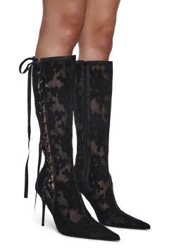 Sugar Thrillz Boots*Dream Boulevard Lace Boots - Black
