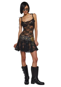 Current Mood Dresses|Mini Dresses*Dusty Halo Lace Mini Dress - Black