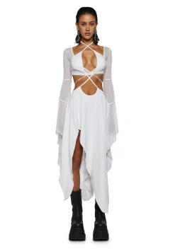 DARKER WAVS Dresses*Echo Asymmetrical Mesh Wrap Dress