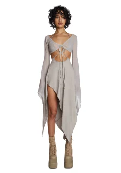 DARKER WAVS Dresses*Echo Asymmetrical Mesh Wrap Dress