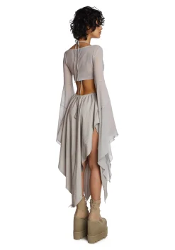 DARKER WAVS Dresses*Echo Asymmetrical Mesh Wrap Dress