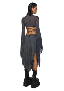 DARKER WAVS Dresses*Echo Asymmetrical Mesh Wrap Dress