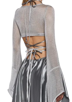DARKER WAVS Dresses*Echo Asymmetrical Wrap Dress - Metallic Silver