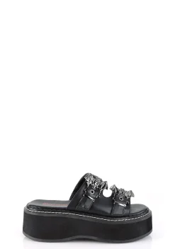 Demonia Sandals*Emily-100 Double Strap Slide Sandals