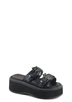 Demonia Sandals*Emily-100 Double Strap Slide Sandals
