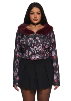 Current Mood Tops|Plus*Enchanted Inkwell Faux Fur Cardigan