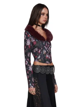 Current Mood Tops|Plus*Enchanted Inkwell Faux Fur Cardigan