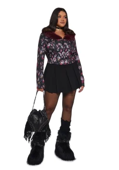 Current Mood Tops|Plus*Enchanted Inkwell Faux Fur Cardigan