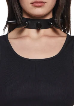 Funk Plus Jewelry*Extra Long Spiked Choker - Black