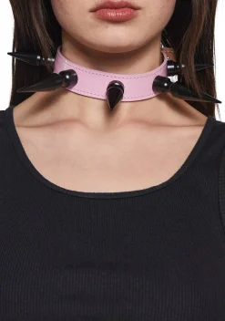 Funk Plus Jewelry*Extra Long Spiked Choker - Pink