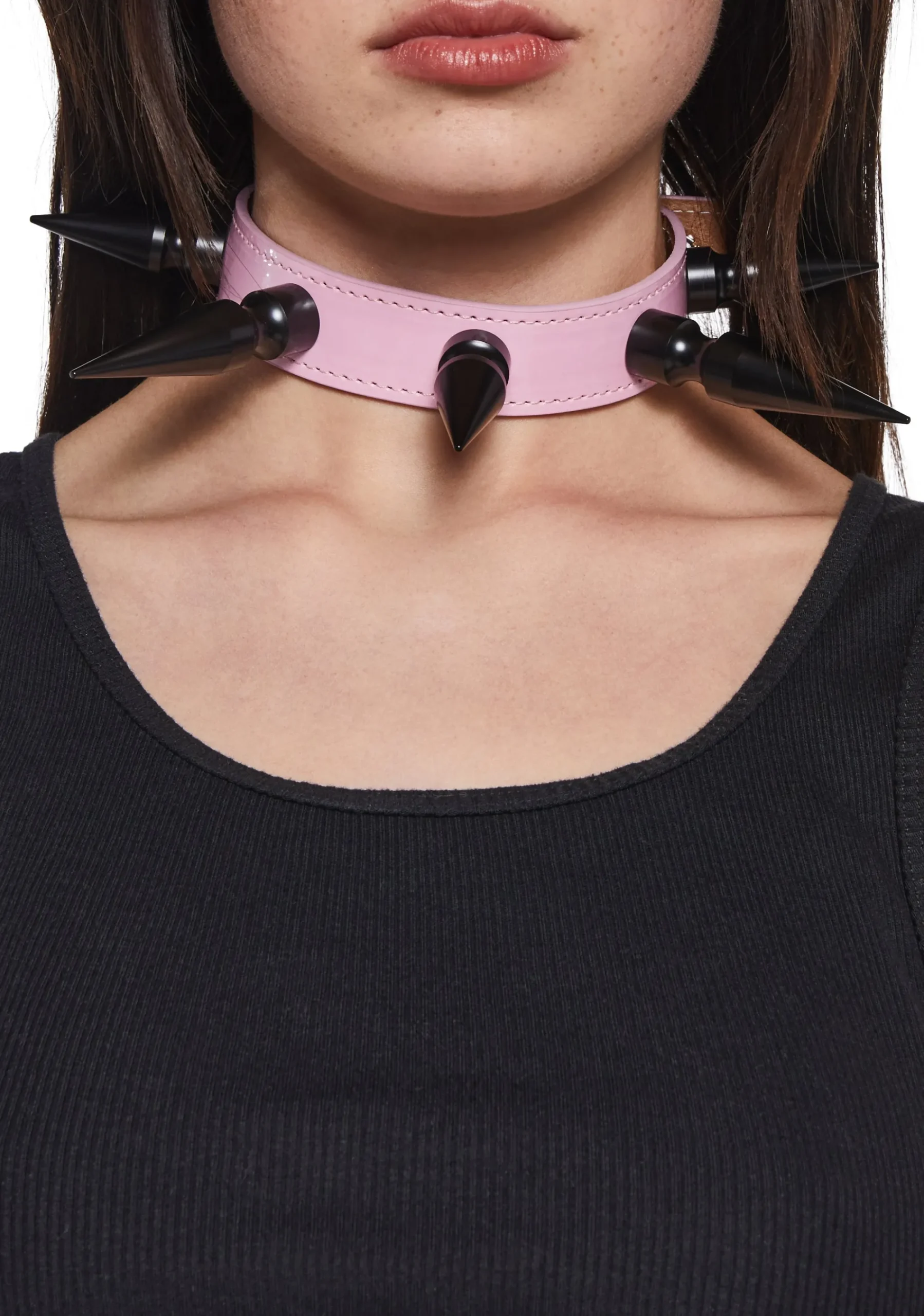 Funk Plus Jewelry*Extra Long Spiked Choker - Pink