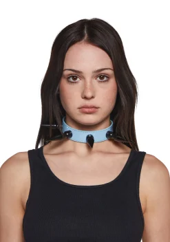 Funk Plus Jewelry*Extra Long Spiked Choker - Blue