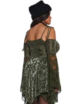 Current Mood Dresses|Plus*F is For Fairies Handkerchief Dress - Green Velvet Lace