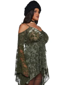 Current Mood Dresses|Plus*F is For Fairies Handkerchief Dress - Green Velvet Lace