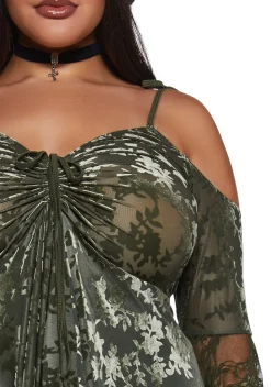 Current Mood Dresses|Plus*F is For Fairies Handkerchief Dress - Green Velvet Lace