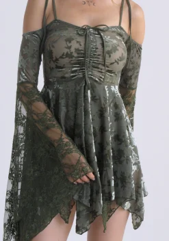 Current Mood Dresses|Plus*F is For Fairies Handkerchief Dress - Green Velvet Lace