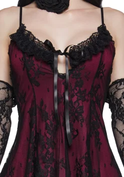 Widow Dresses|Mini Dresses*Faithfully Doomed Lace Mini Dress - Dark Red