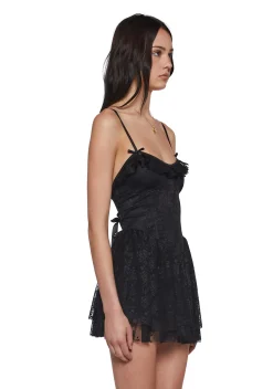 x_Dolls Kill Mini Dresses*Fashionable Fate Lace Mini Dress - Black